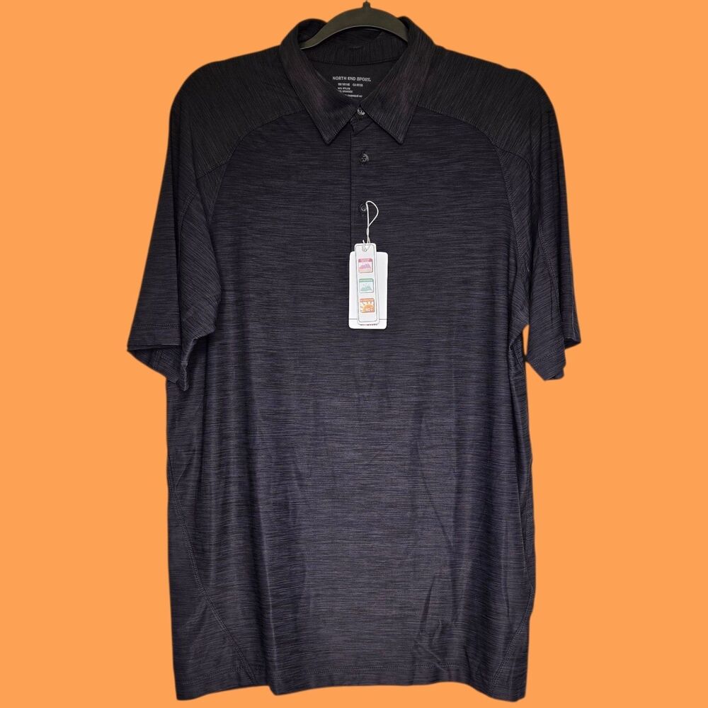 Men's Sz Medium North End Sport Performance Stretch Golf Polo Work Shirt Carbon